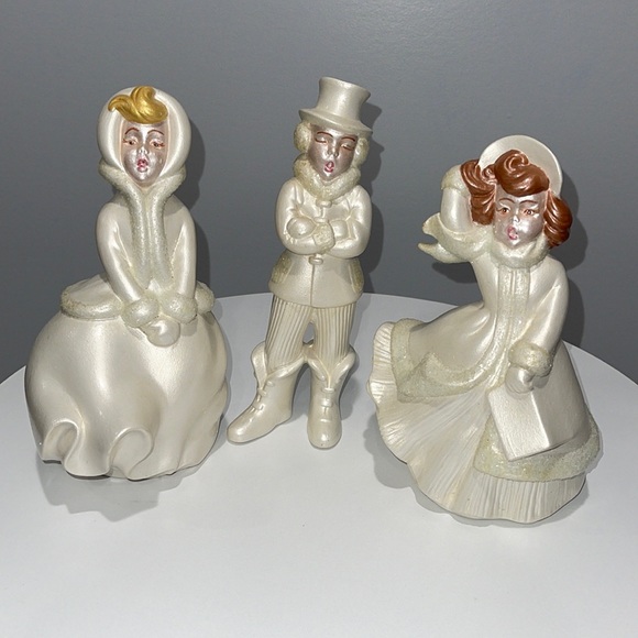 Christmas Mold Carolers Hand-painted Mid-century Modern Vintage Set of 3 - Picture 1 of 17